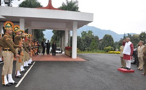 State Guard of Honour to Governor designate Shri PB Acharya by Arunachal Pradesh Police at Raj Bhavan, Itanagar on 28th January 2017.